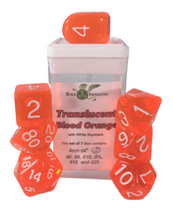 Role 4 Initiative - Translucent Blood Orange/White Numbers Arch'D4 7pc